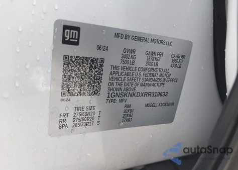 2024 Chevrolet Tahoe 4Wd Lt from USA, damaged, VIN 1GNSKNKDXRR319633